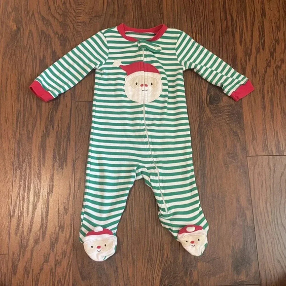 Carter's 6 Months Christmas Footed Pajamas 2 Pack With Santa & Reindeer - Picture 6 of 10